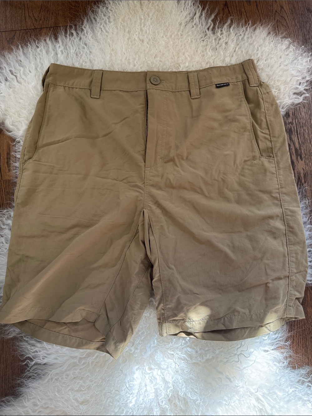 Simms Men's Tan Flat Front Fishing Shorts